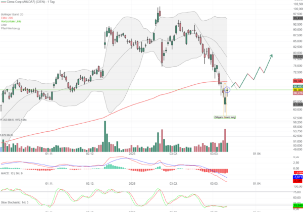 Chartanalyse Ciena: Übertriebener Kurssturz? 